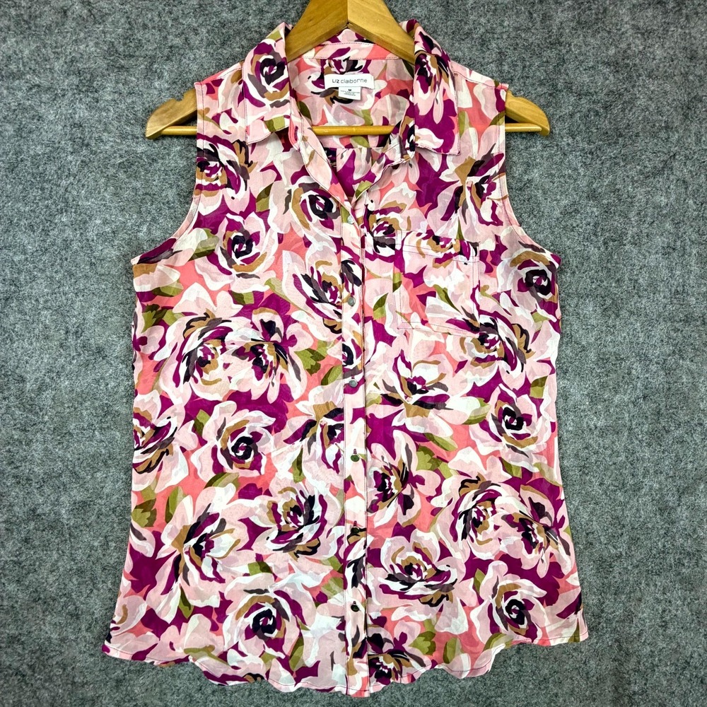 Liz Claiborne Shirt Women Medium Pink Y2K Romantic Vintage Soft Grunge 90s Vibe